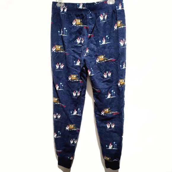Hollister CA Navy Snowman Winter Print Sleep Pajama Jogger Pants Size XS EUC - Picture 9 of 16